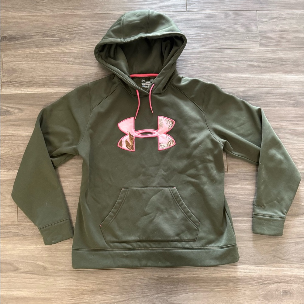 Under Armour Green Hoodie with Pink Logo